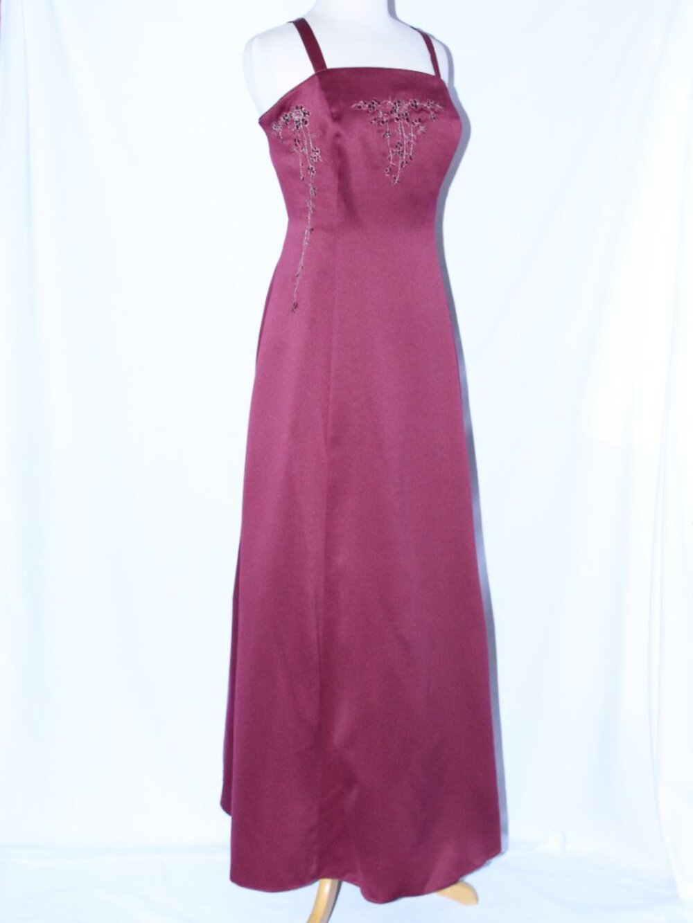 Poly USA #2398 Long Satin Bridesmaid Dress With Embroidery-Size 3X-BURGUNDY-NWT - Picture 3 of 4